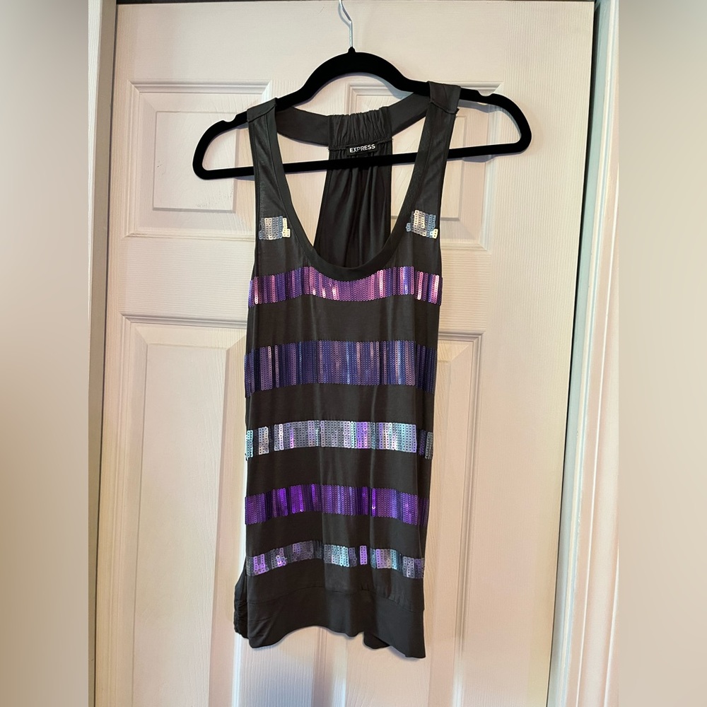 Gray sequined tank